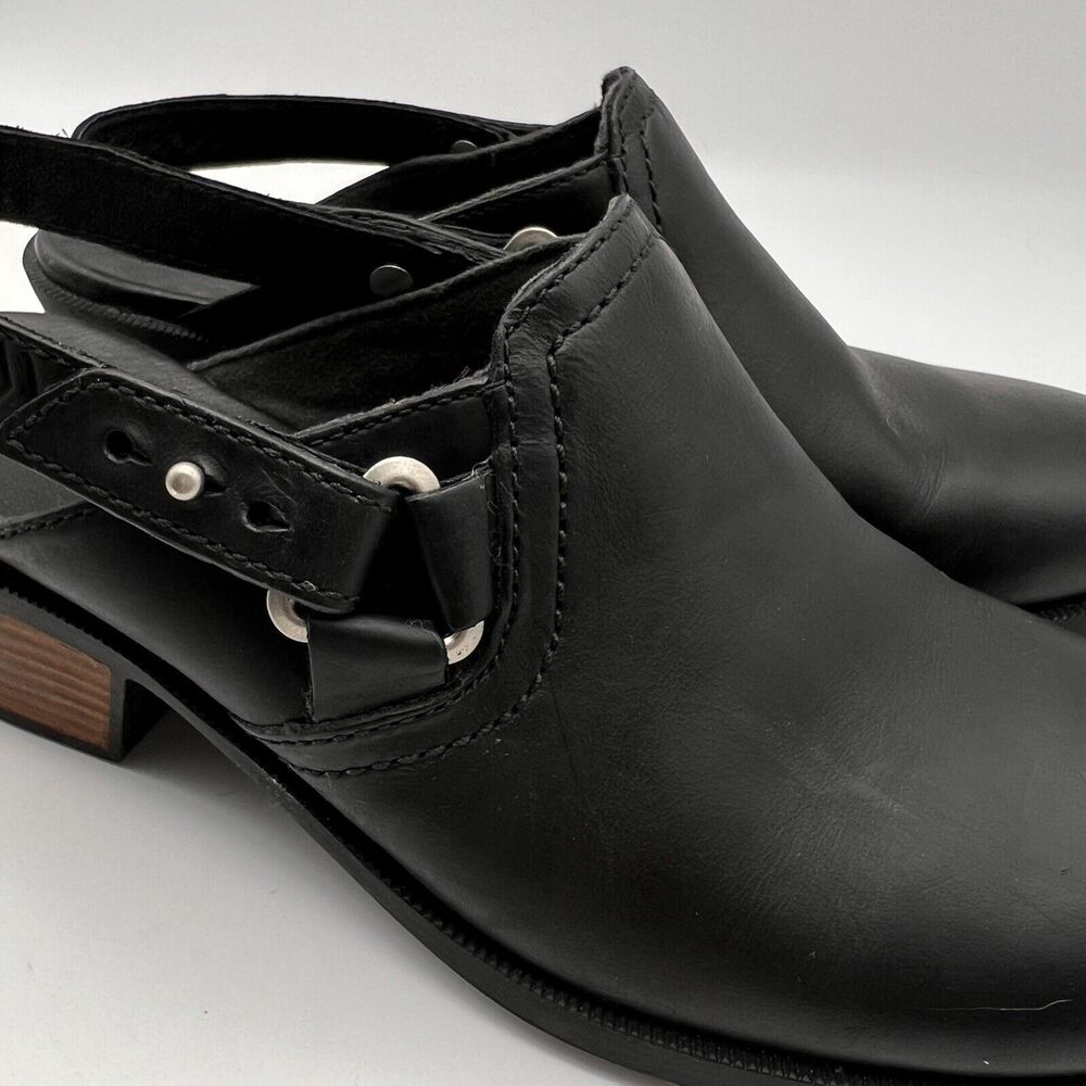 TEVA Foxy Black Leather Adjustable Slingback Mid Block Heel Clogs Women’s 7.5 - Picture 3 of 12
